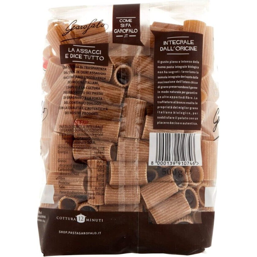 Mezze Maniche Rigate, Garofalo, Integrale, 500g