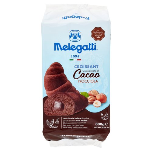 Croissant Melegatti, Cacao și crema de alune de pădure, 6 Bucați, 300 g (6x50g)