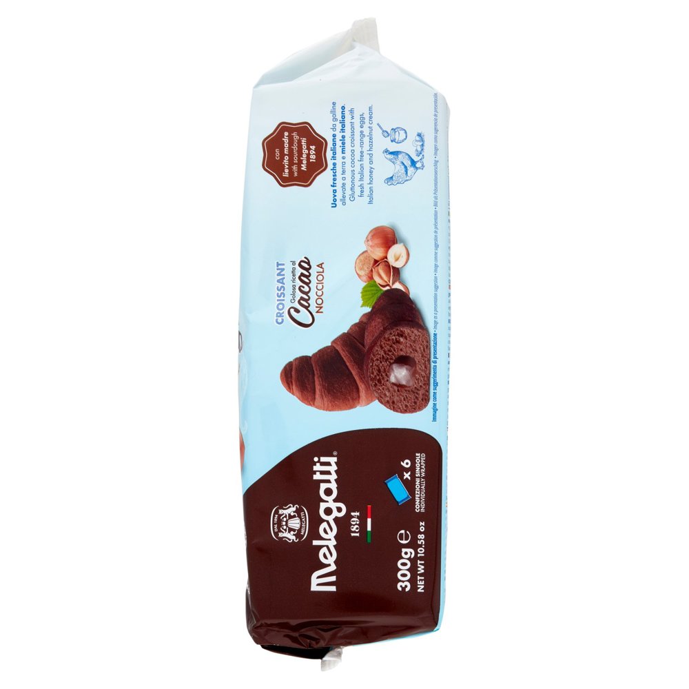 Croissant Melegatti, Cacao și crema de alune de pădure, 6 Bucați, 300 g (6x50g)