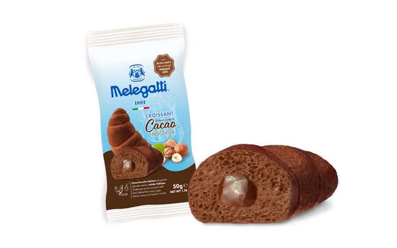 Croissant Melegatti, Cacao și crema de alune de pădure, 6 Bucați, 300 g (6x50g)