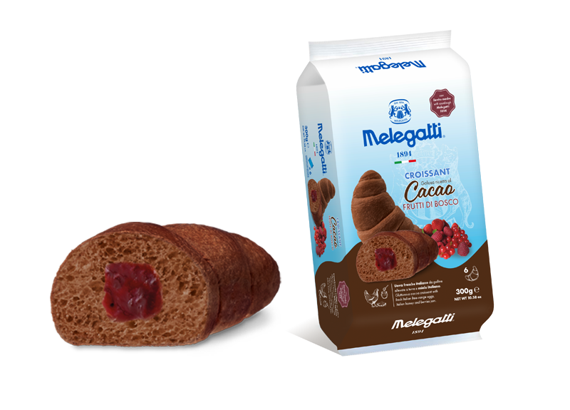 Croissant Melegatti, Cacao și crema de fructe de pădure, 6 Bucați, 300 g (6x50g)