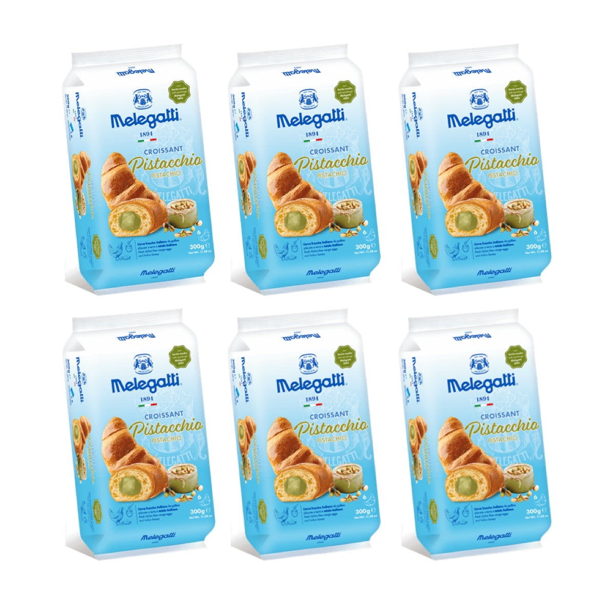 Maxi Pack Croissant Melegatti, Crema de Fistic, 6 Bucați, 1,8 kg (6x300g)