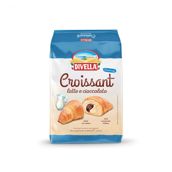 DIVELLA Croissant lapte si ciocolata - 210gr x 5 bucati - Fantasie del Mattino