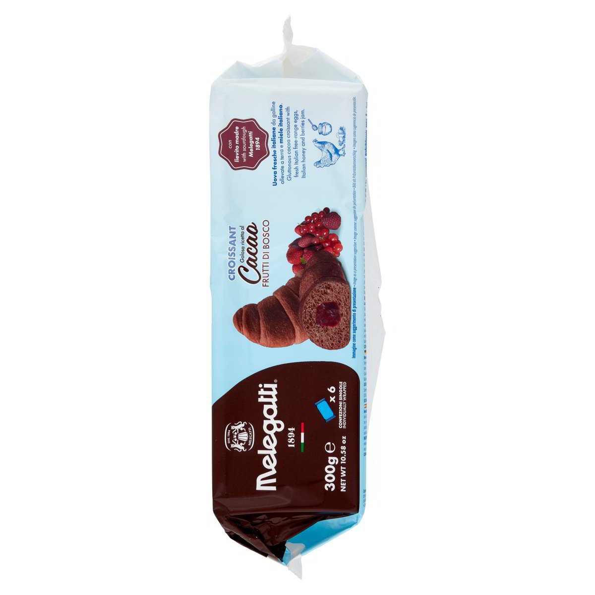 Croissant Melegatti, Cacao și crema de fructe de pădure, 6 Bucați, 300 g (6x50g)