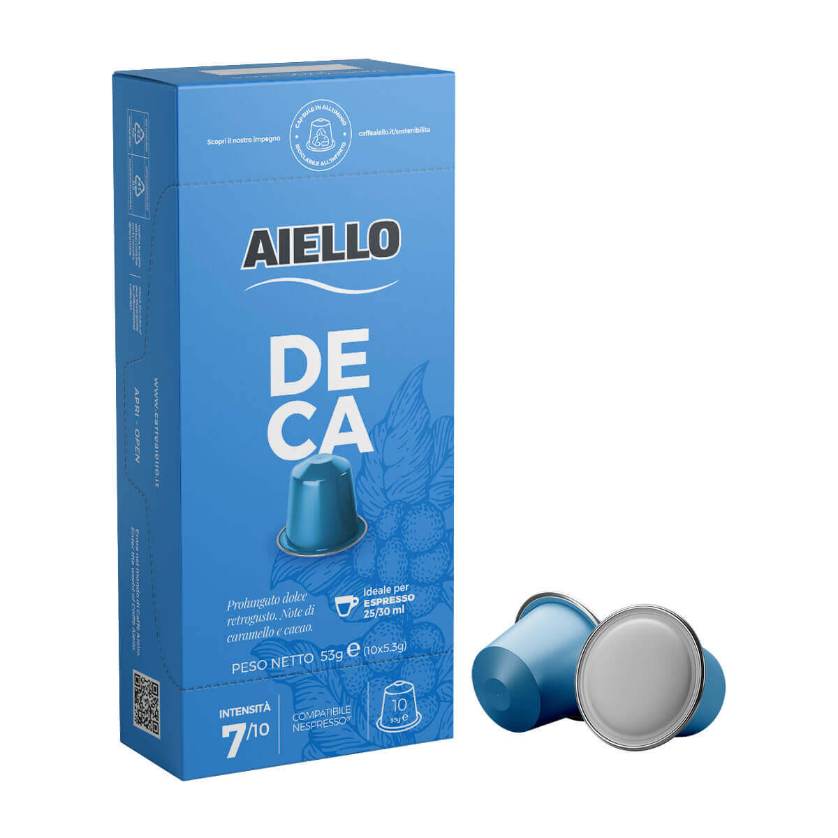 Cafea Capsule Aiello, Compatibile Nespresso, Decofeinizate, 53g (10x5.3g)