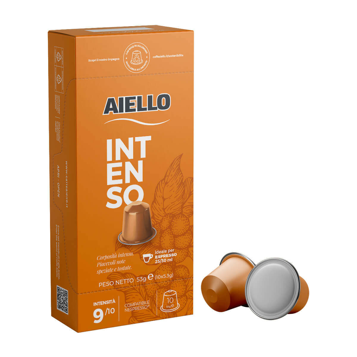 Cafea Capsule Aiello, Compatibile Nespresso, Aroma Intenso, 53g (10x5.3g)