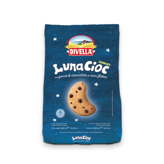 Biscuiti LunaCioc cu Fulgi de Ciocolata si Corn Flakes, Divella, 350gr